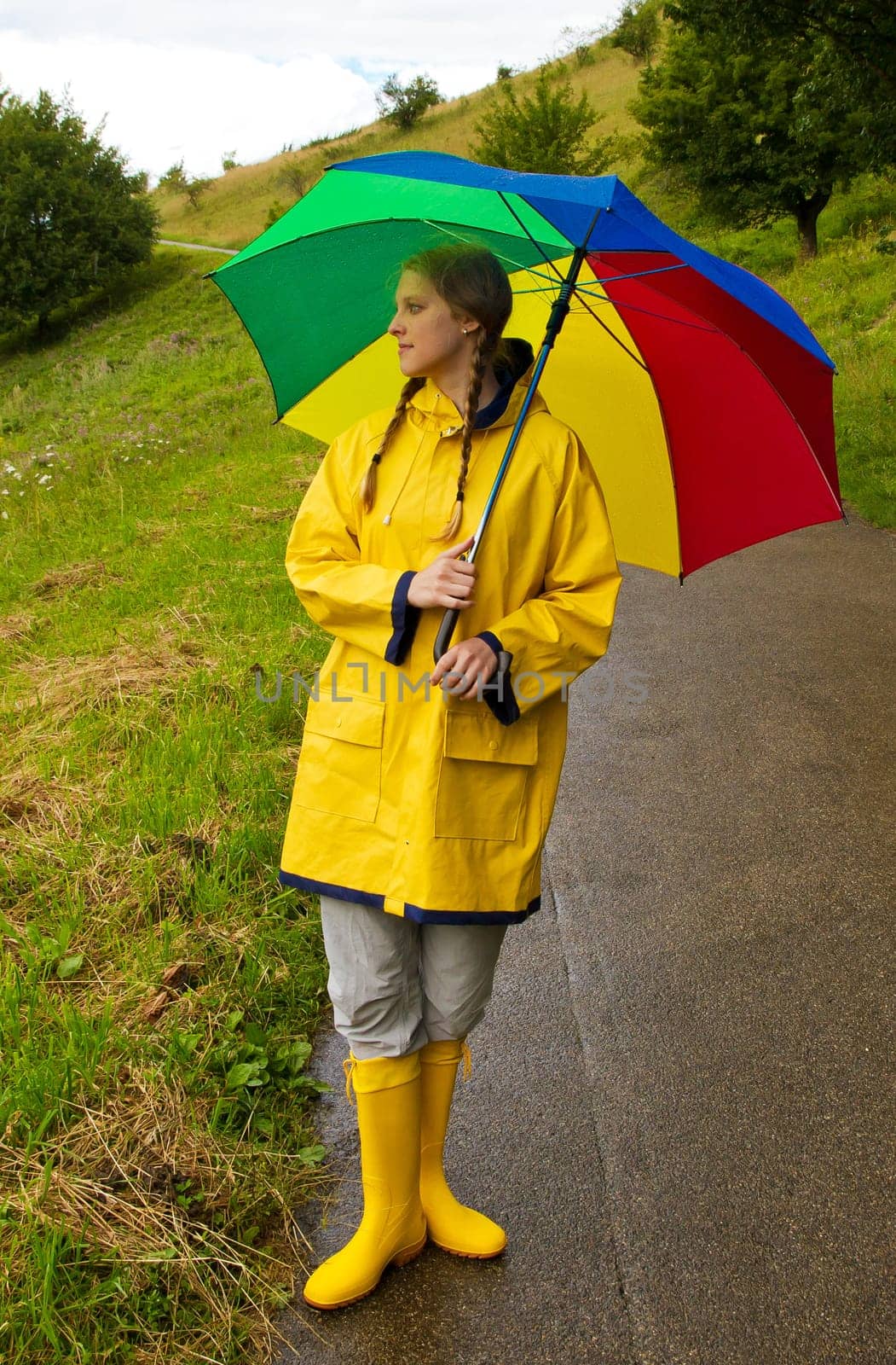 Outside in the rain
