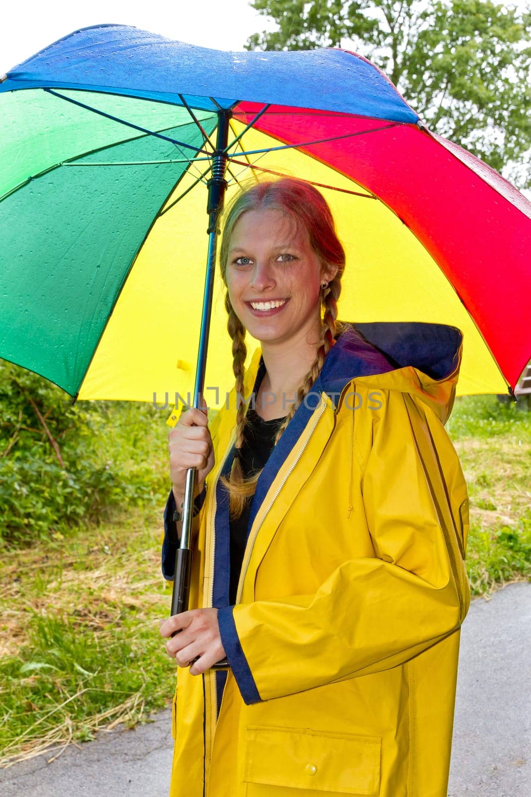 Outside in the rain
