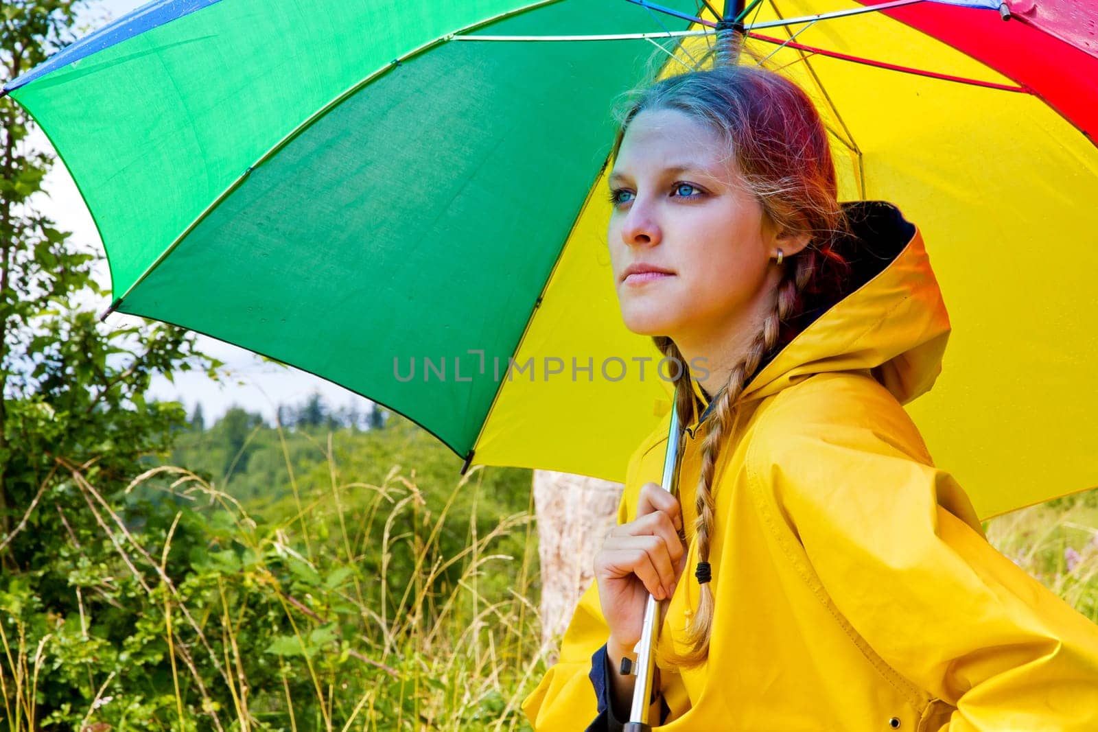 Outside in the rain