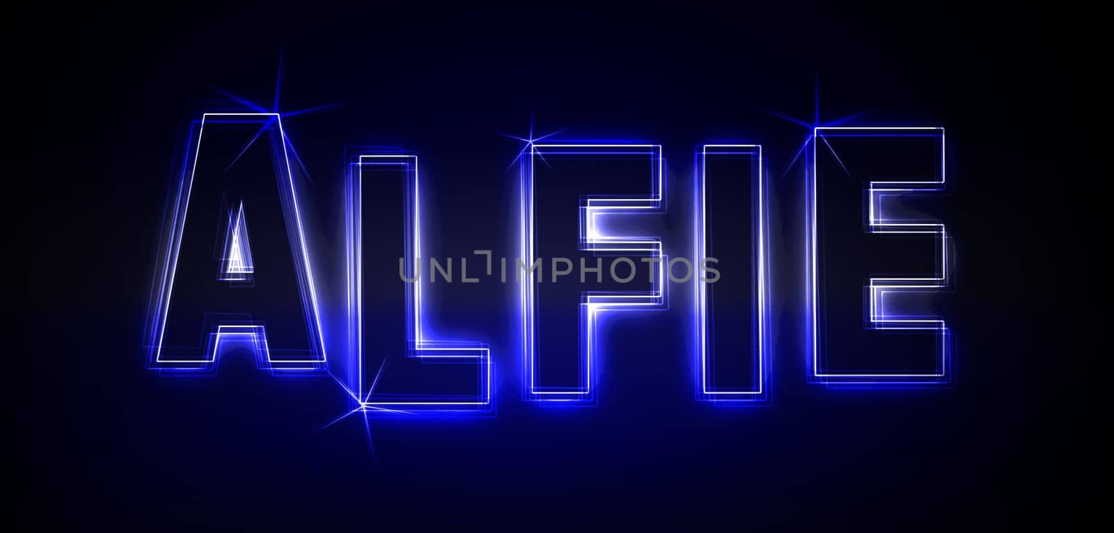 Alfie as an illustration in neon light style