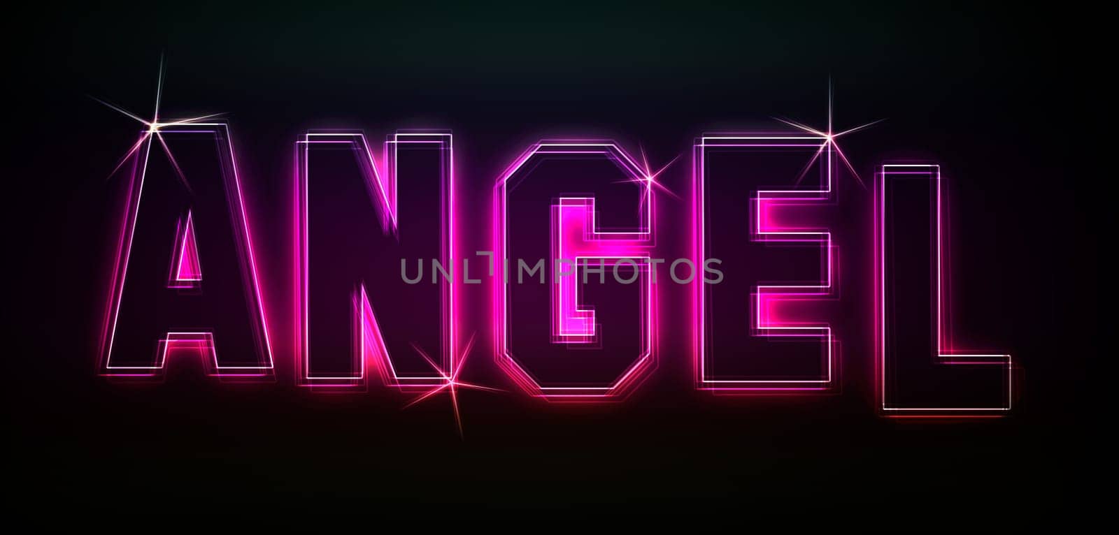 Angel as an illustration in neon light style