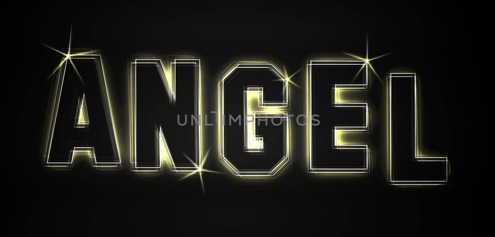 Angel as an illustration in neon light style