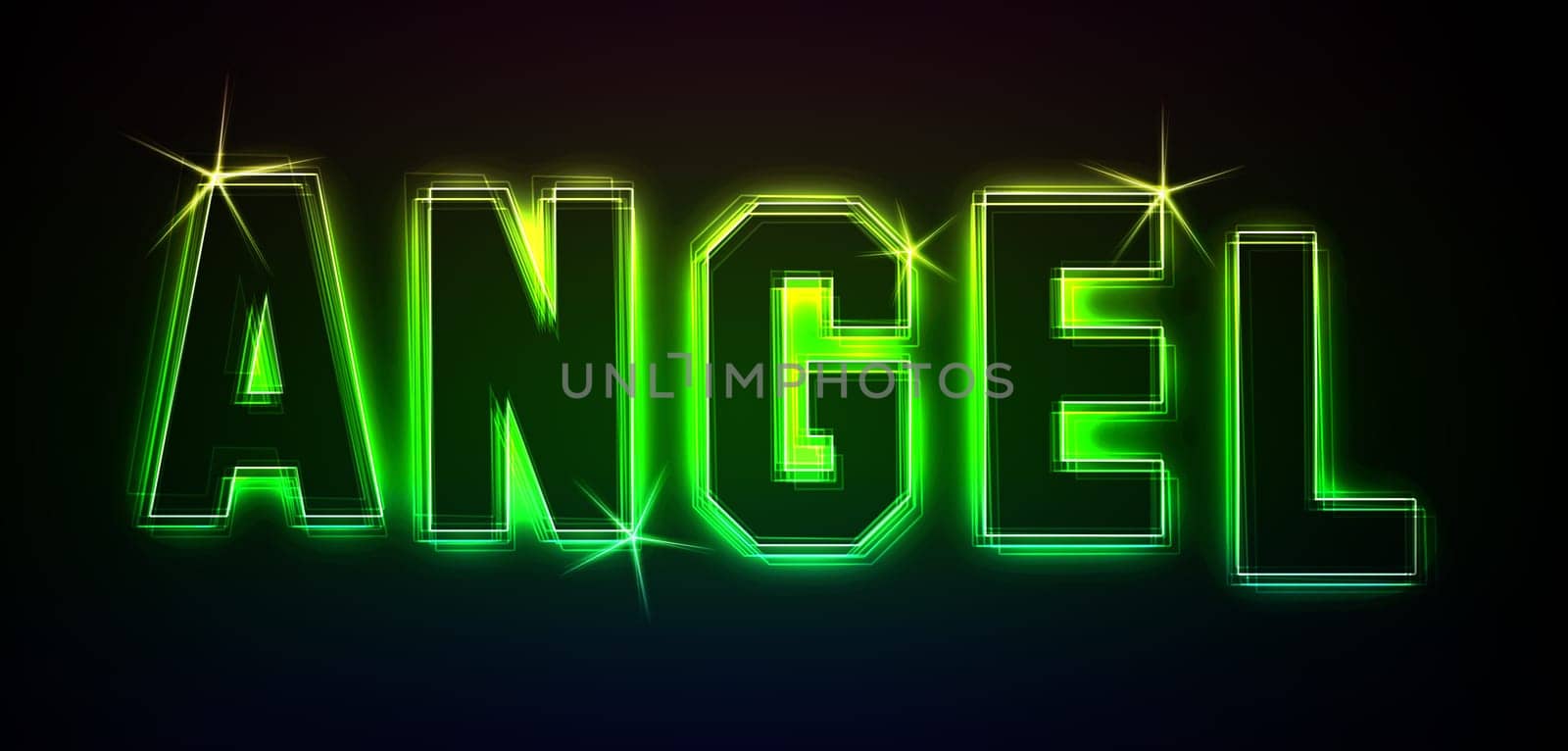 Angel as an illustration in neon light style