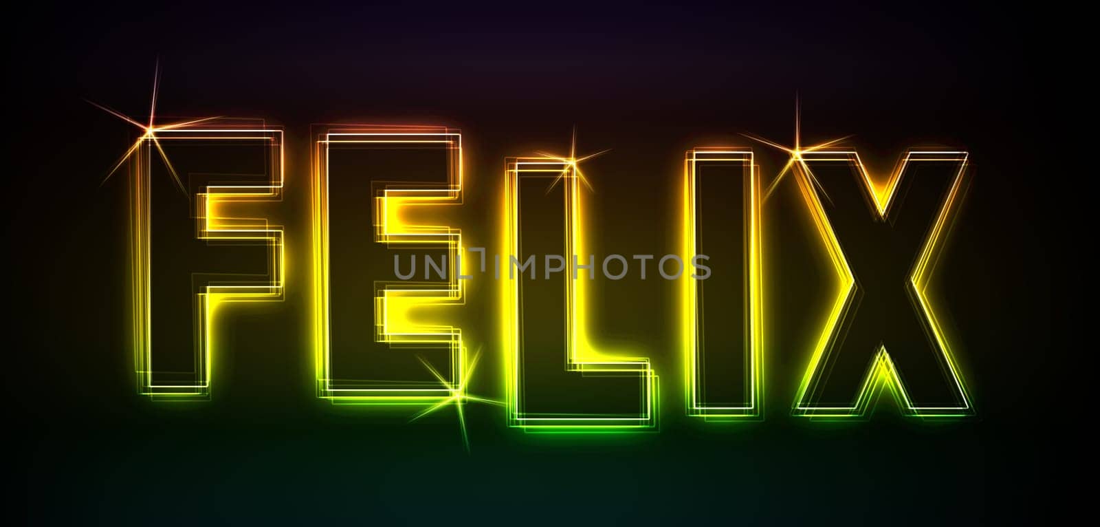Felix as an illustration in neon light style