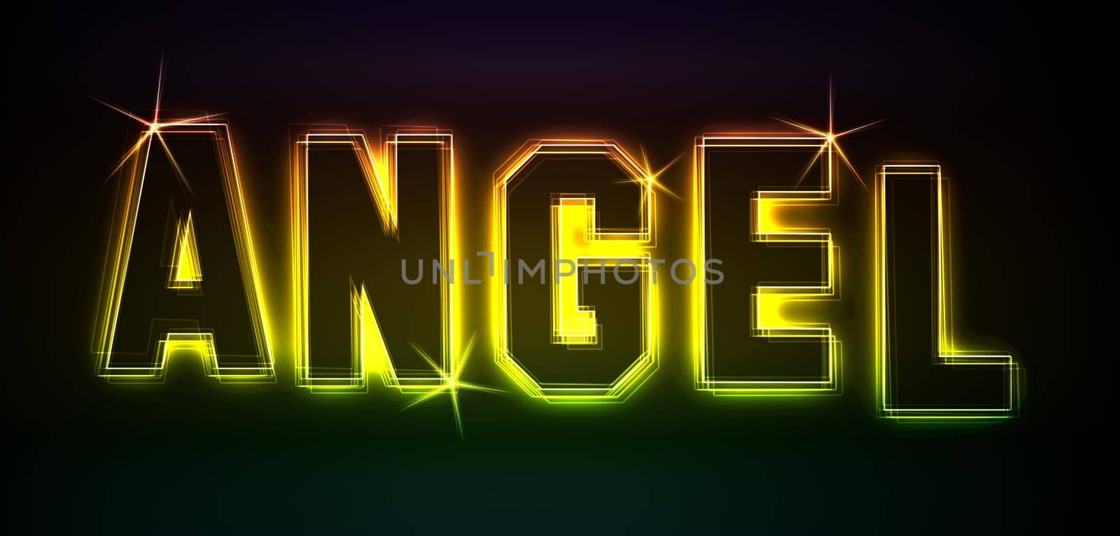 Angel as an illustration in neon light style