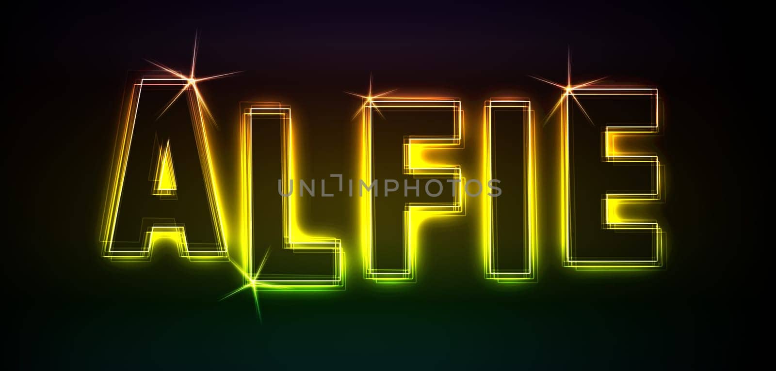 Alfie as an illustration in neon light style