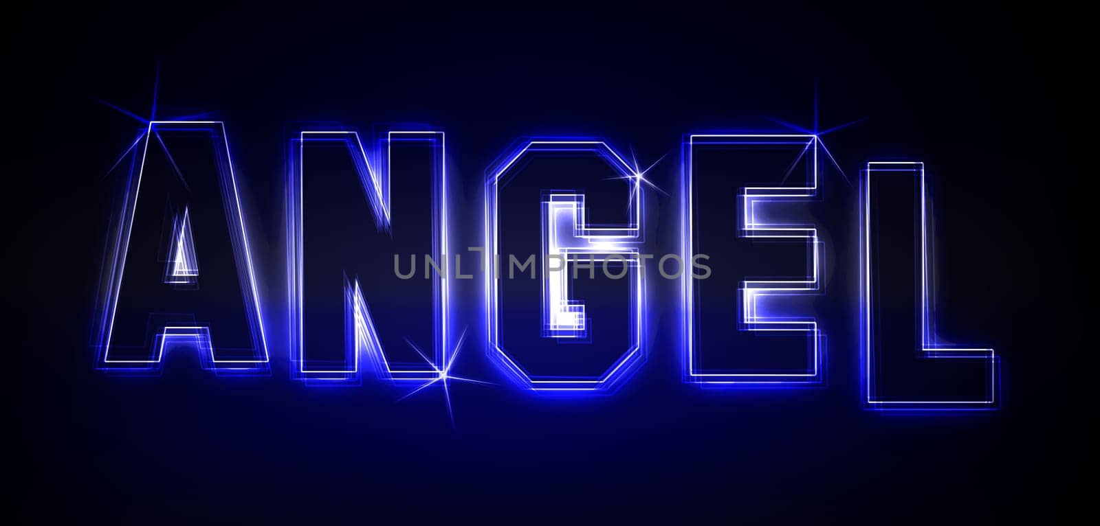 Angel as an illustration in neon light style