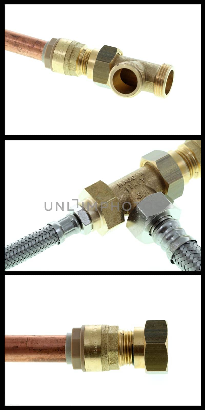 details of plumbing fittings isolated on white background