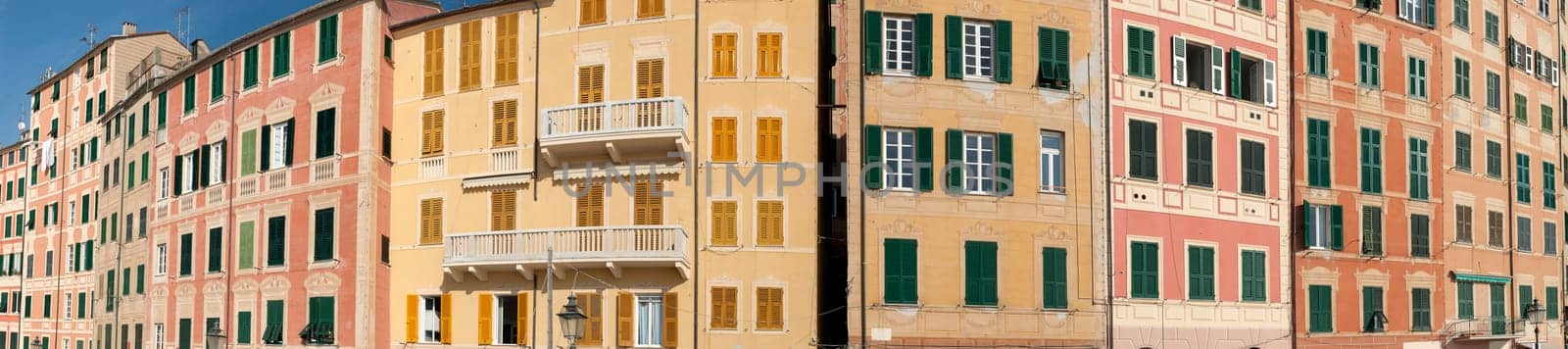 overview of the houses in the village of Camogli in Italy