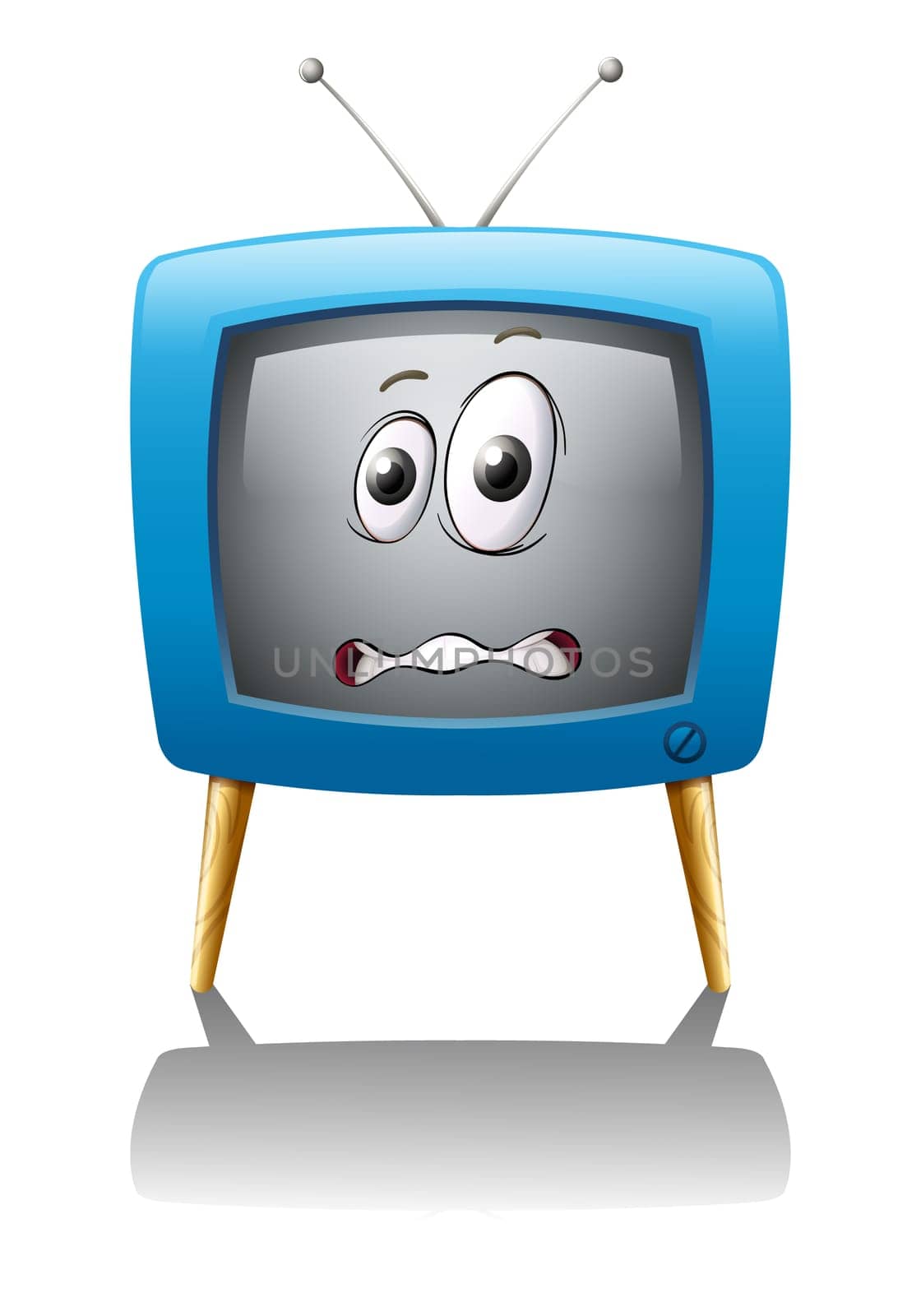 illustration of a television with face on a white background