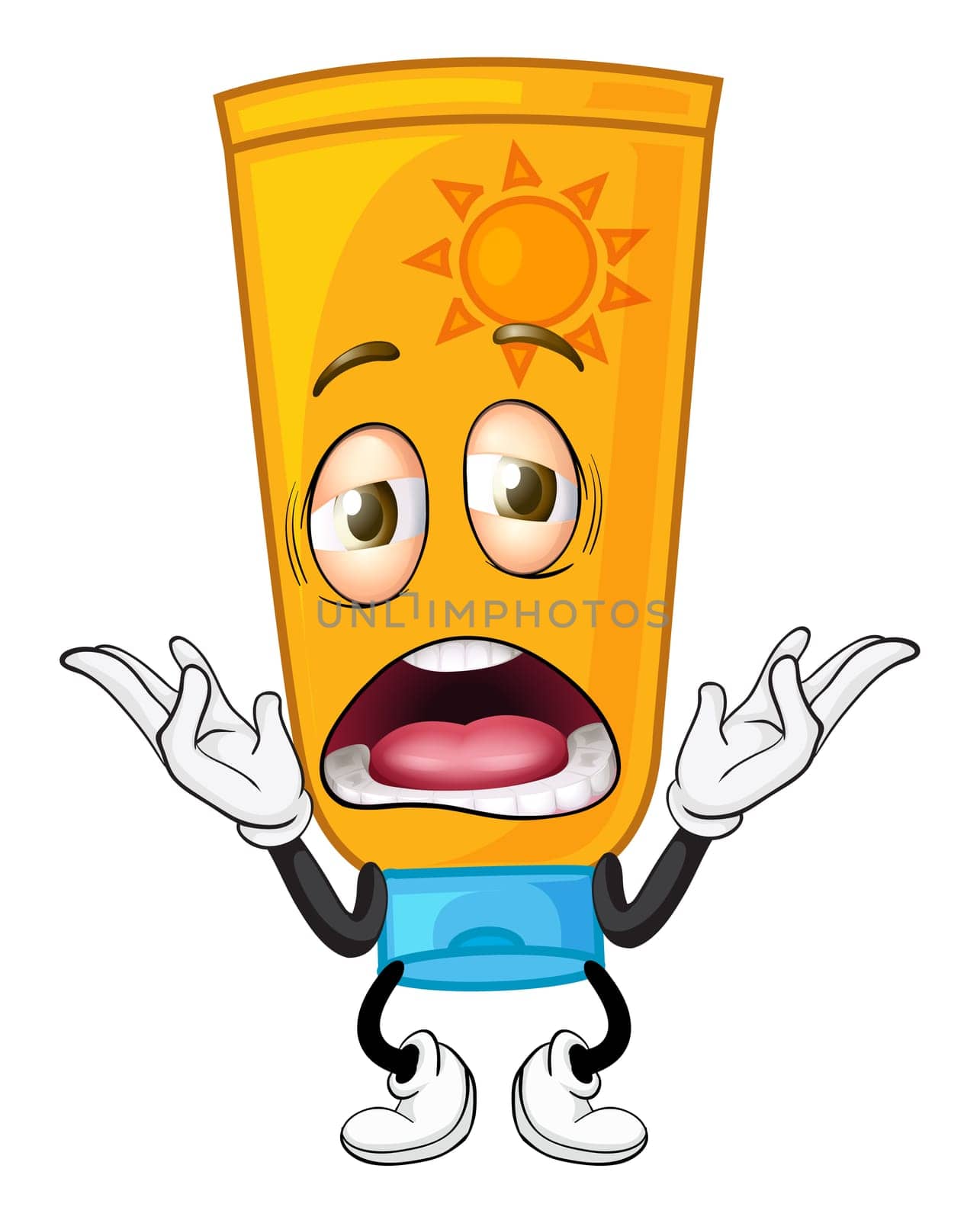 illustration of a bottle with face on a white background