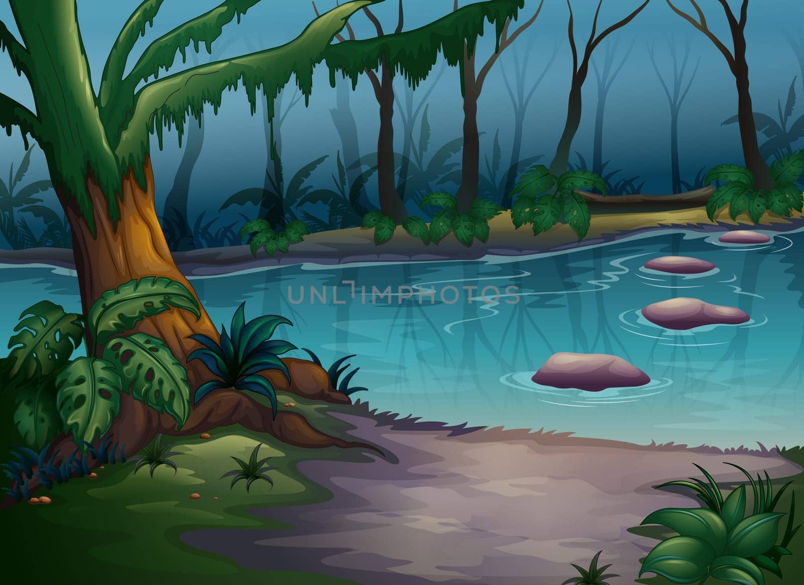 illustration of a river in a beautiful nature