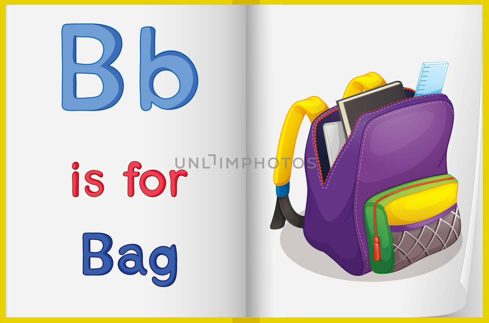 Illustration of the letter B in a book