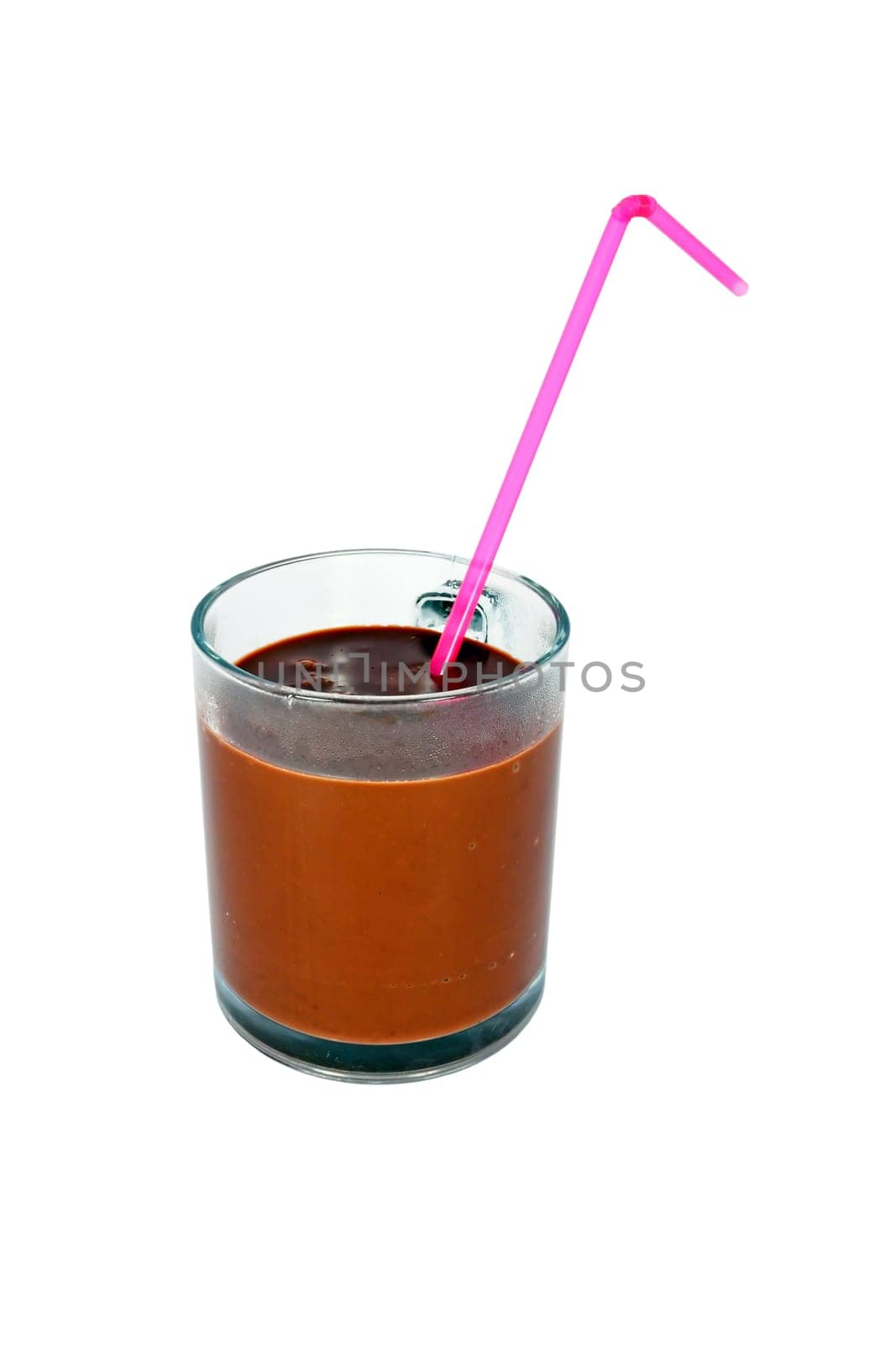 Glass full of hot chocolate, isolated on white