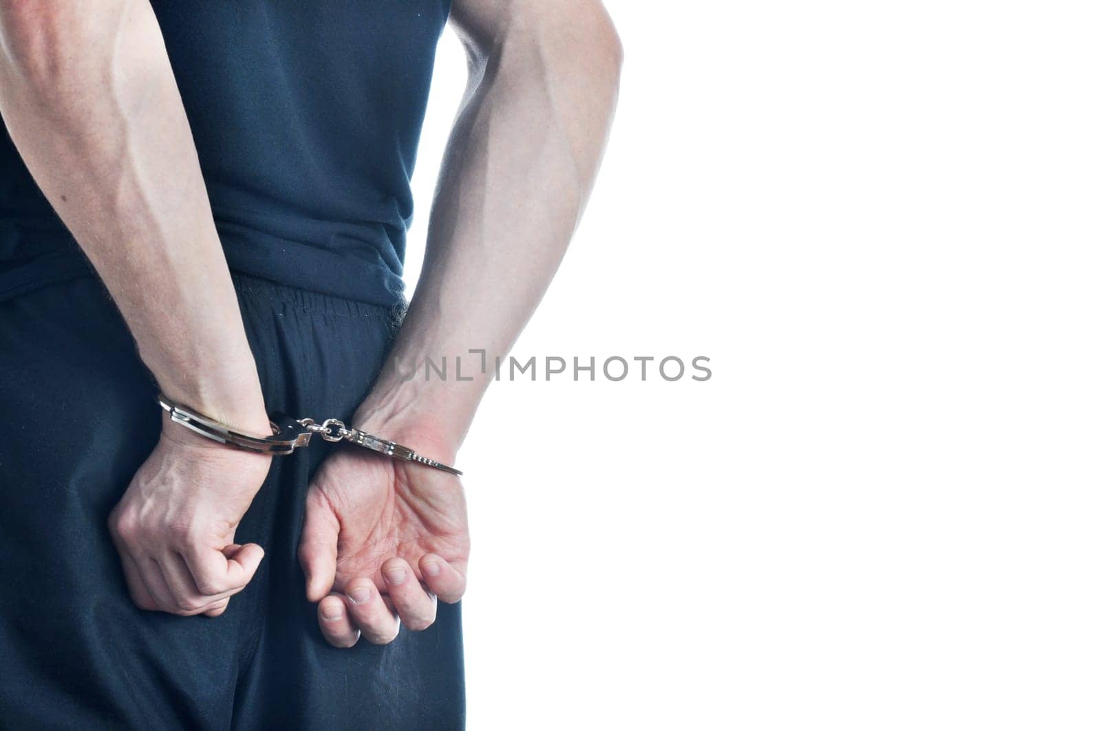 Arrested young men isolated on white background