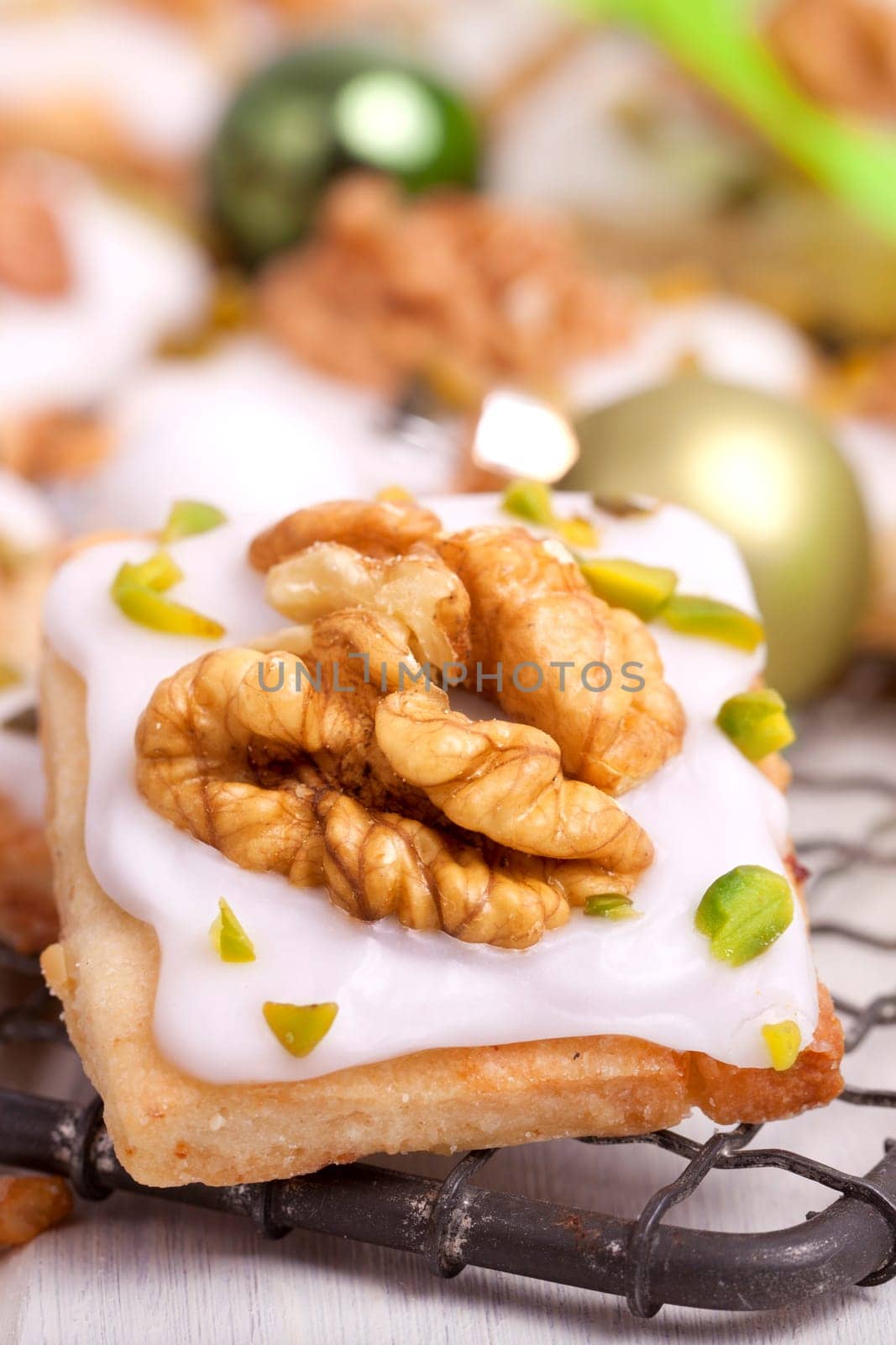 Christmas cookies with walnut and pistachio