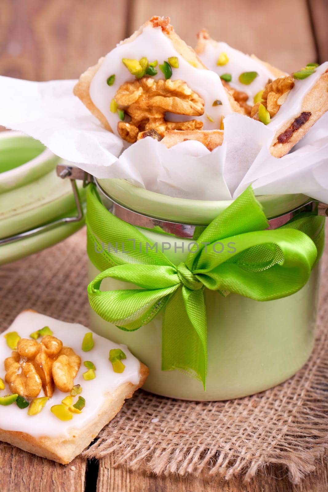Christmas cookies with nuts and pistachios
