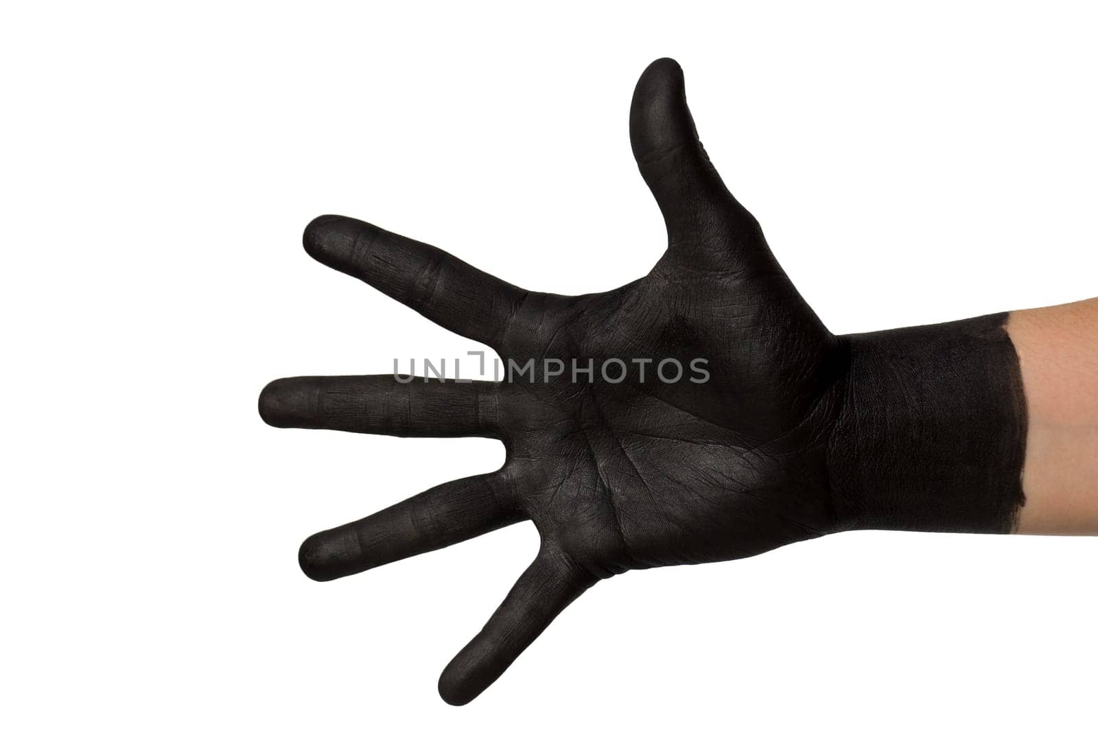 a black hand on white