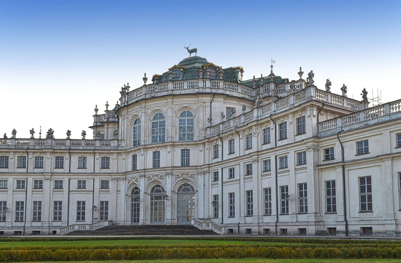 Facade of hunting Savoy residence of Stupinigi, near Turin, Italy