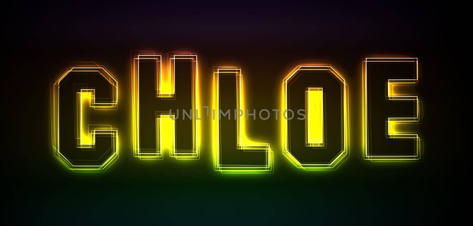 Chloe as an illustration in neon light style