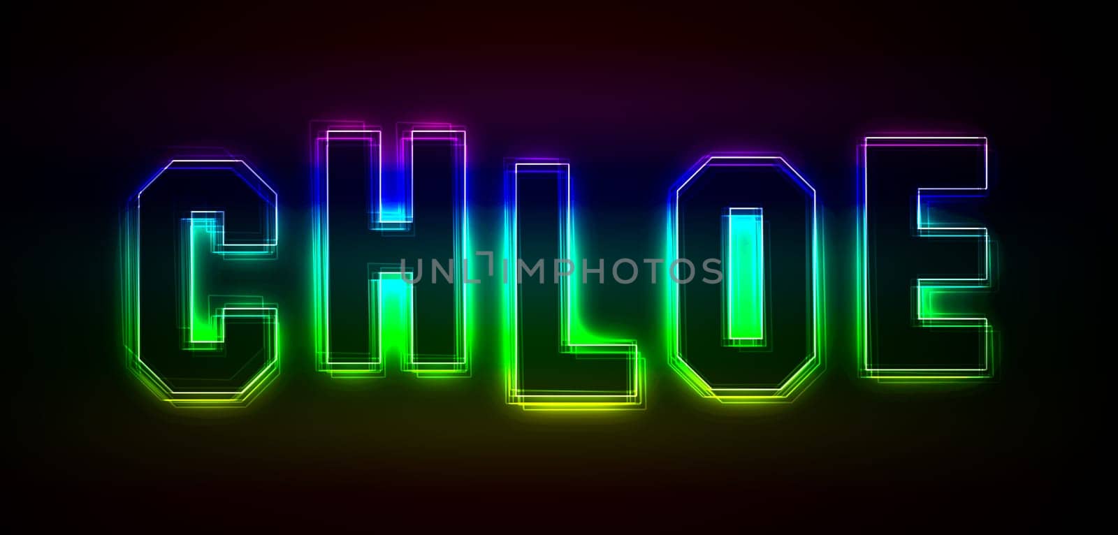 Chloe as an illustration in neon light style