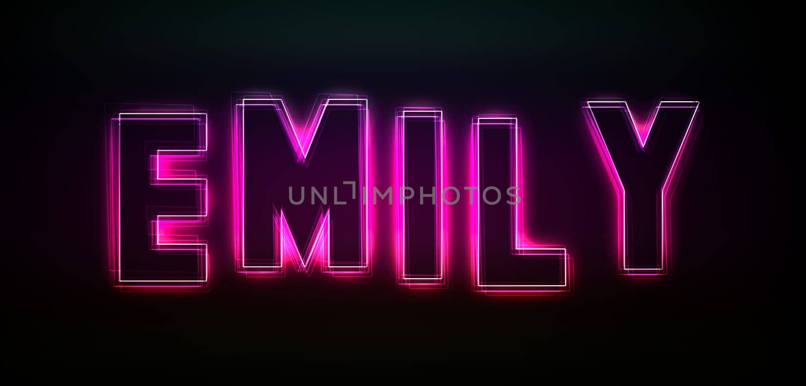 Emily as an illustration in neon light style