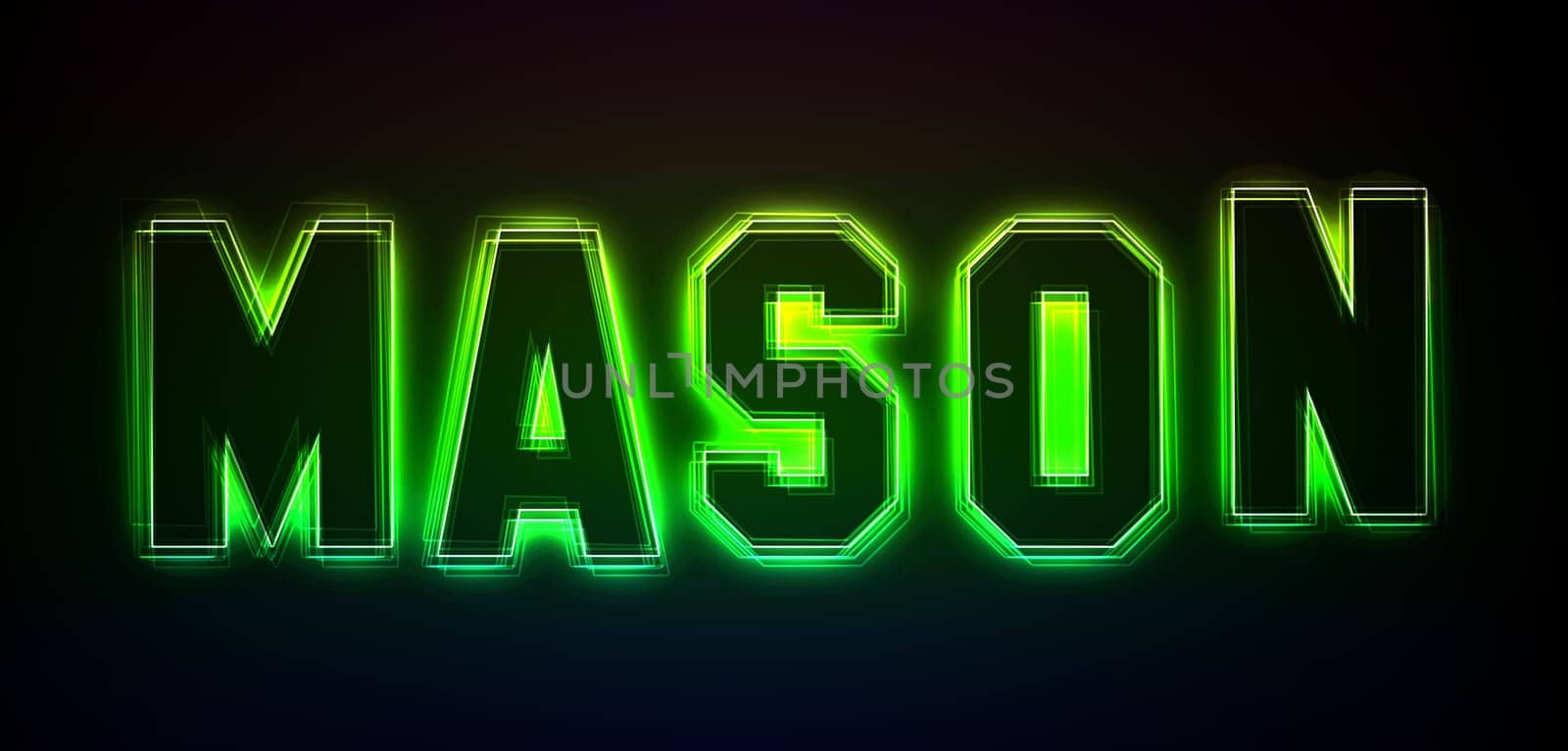 Mason as an illustration in neon light style