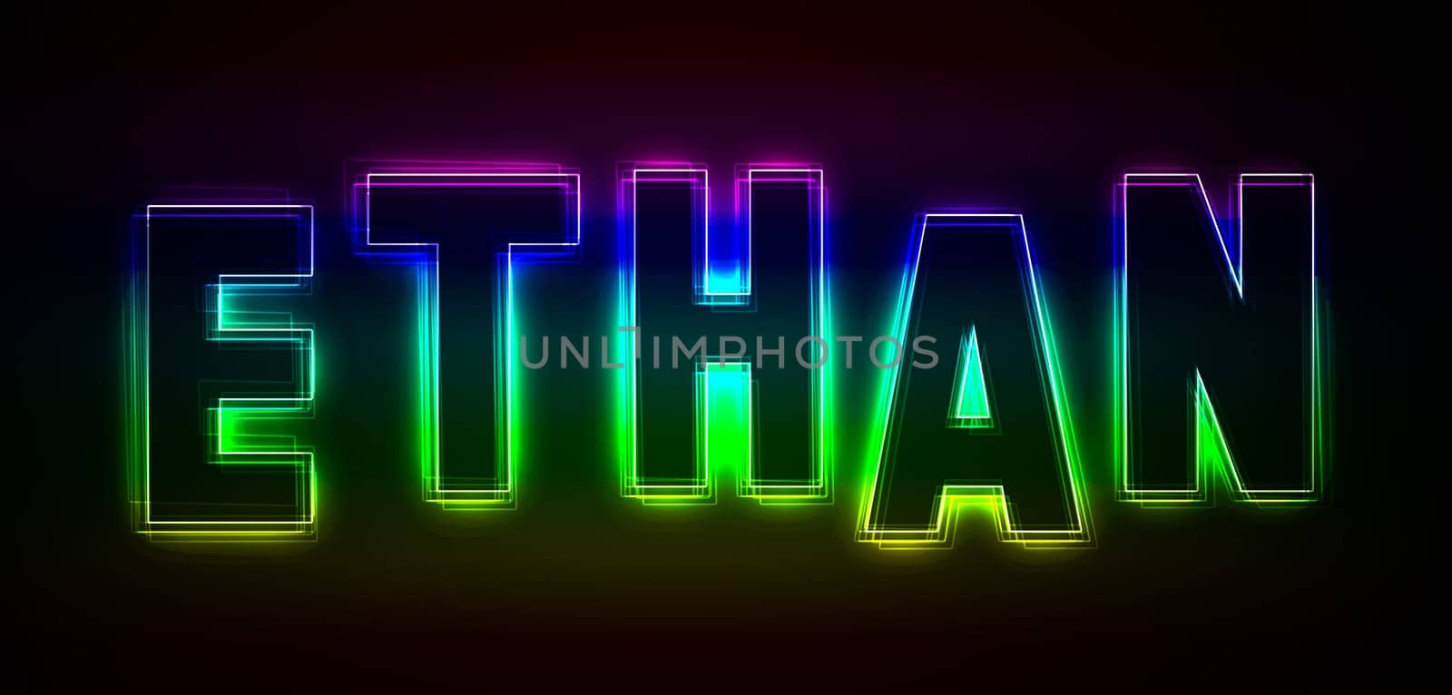 Ethan as an illustration in neon light style