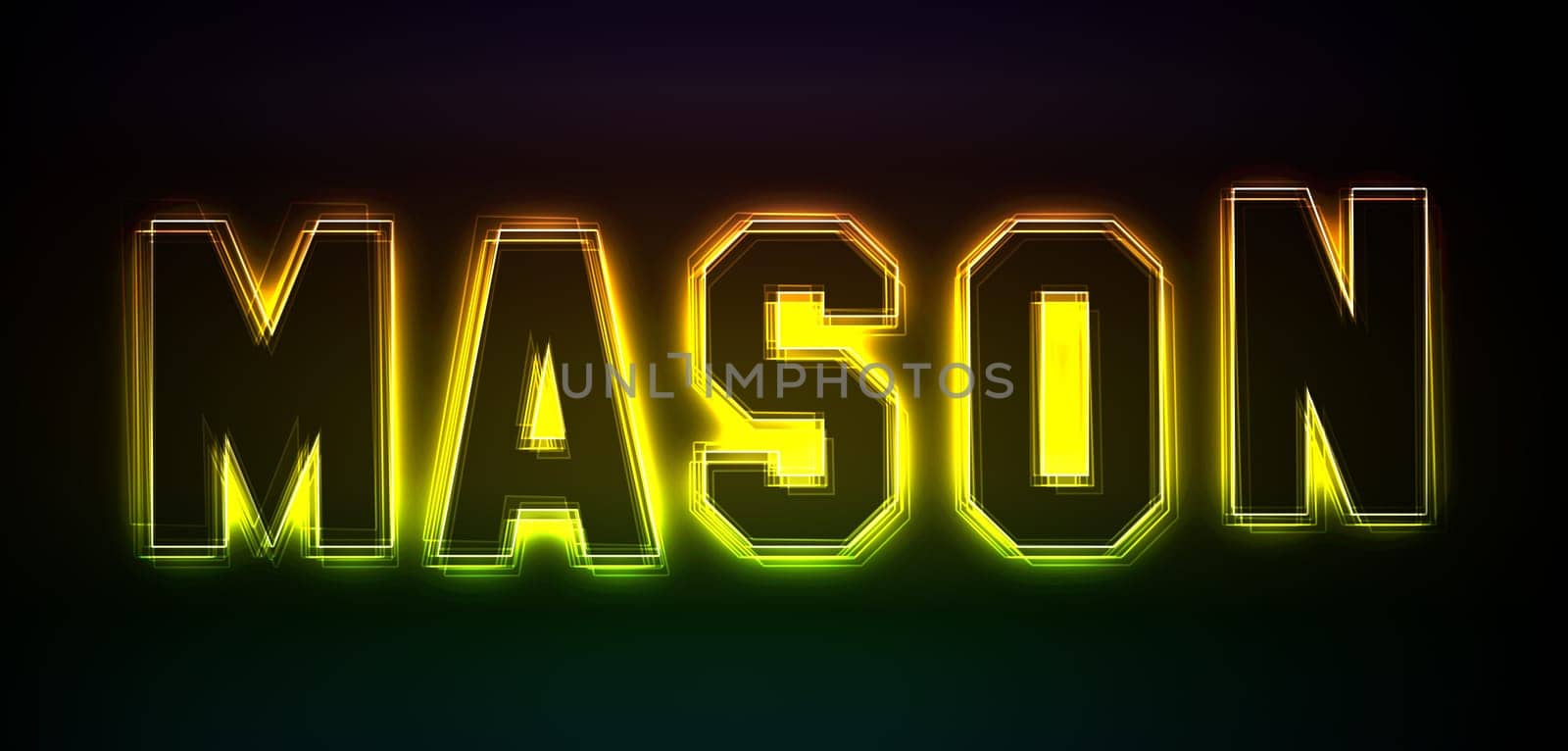 Mason as an illustration in neon light style