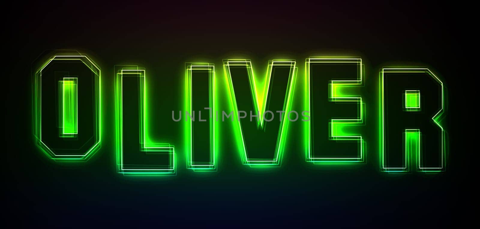 Oliver as an illustration in neon light style