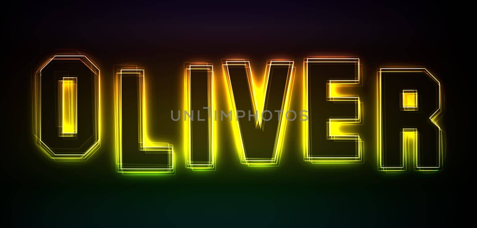 Oliver as an illustration in neon light style