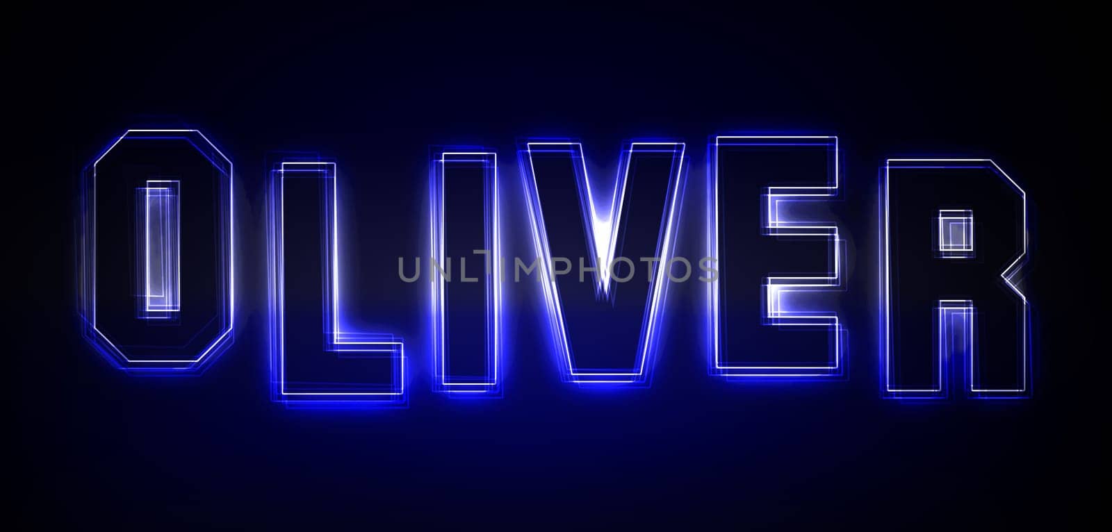 Oliver as an illustration in neon light style