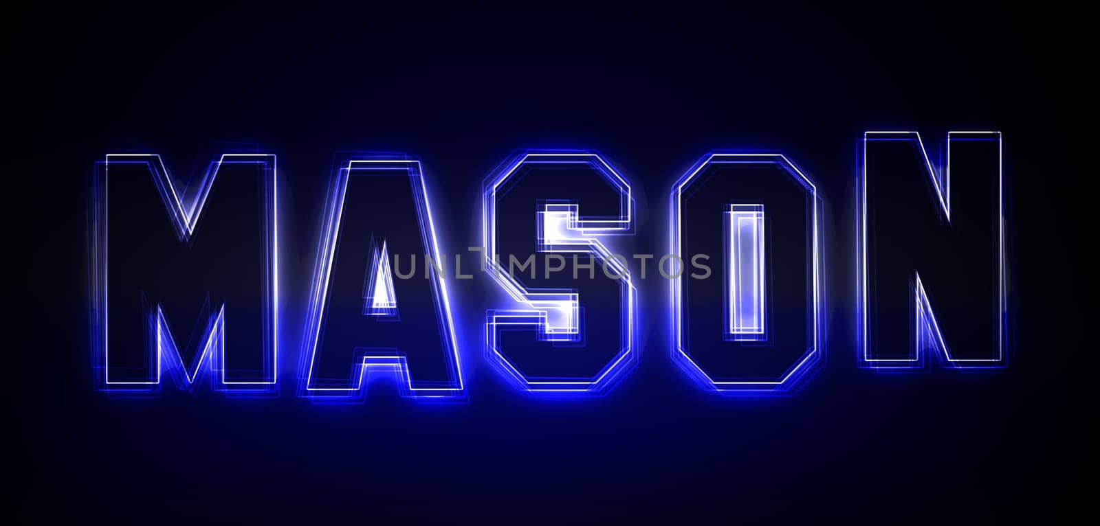 Mason as an illustration in neon light style