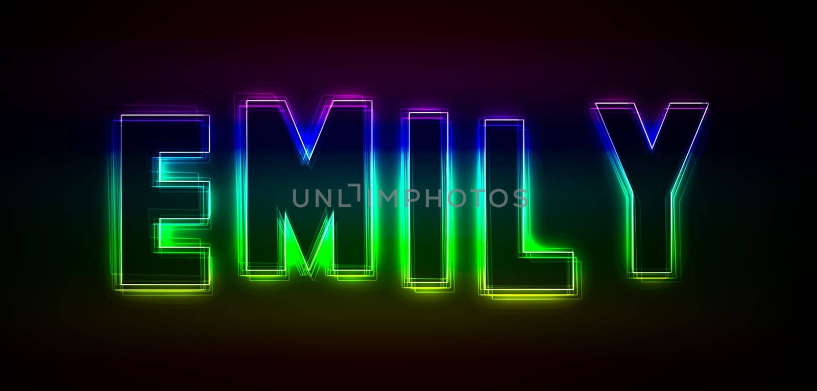 Emily as an illustration in neon light style