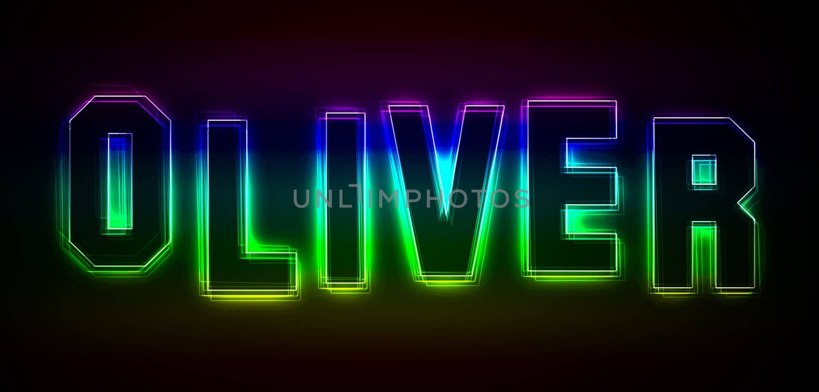 Oliver as an illustration in neon light style
