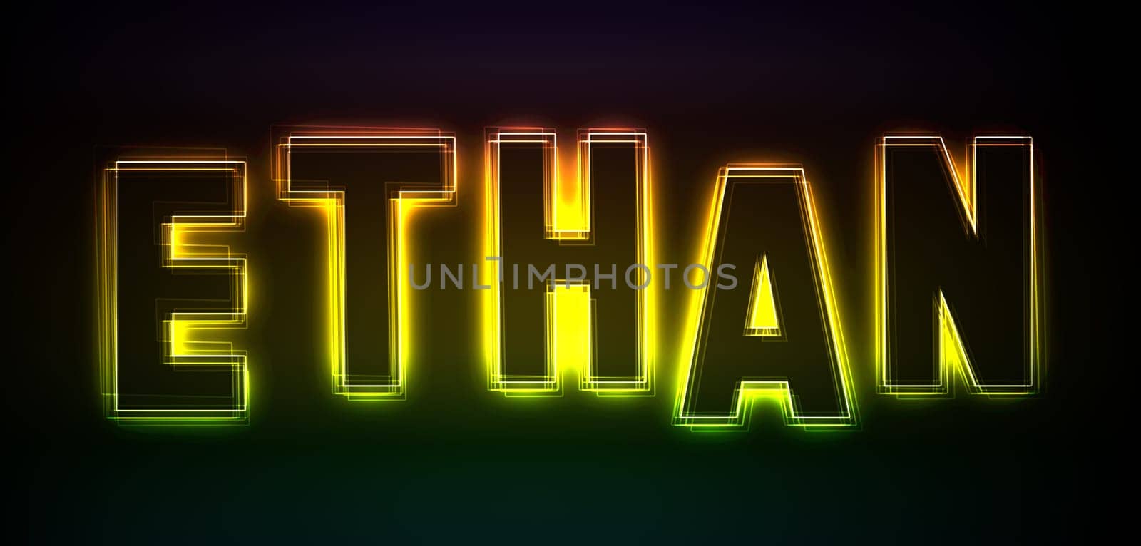 Ethan as an illustration in neon light style