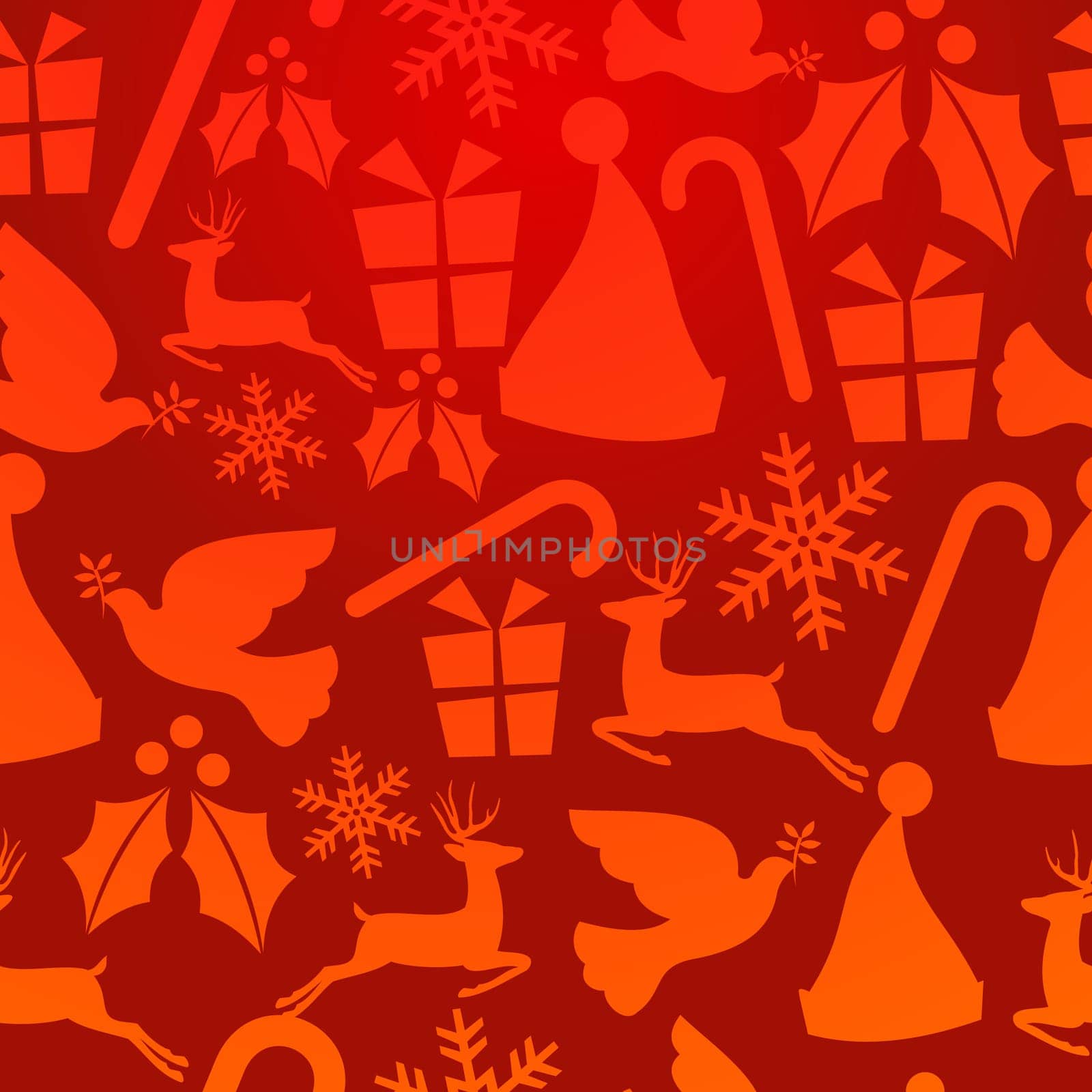 Red Christmas elements seamless pattern background. Vector illustration layered for easy manipulation and custom coloring.