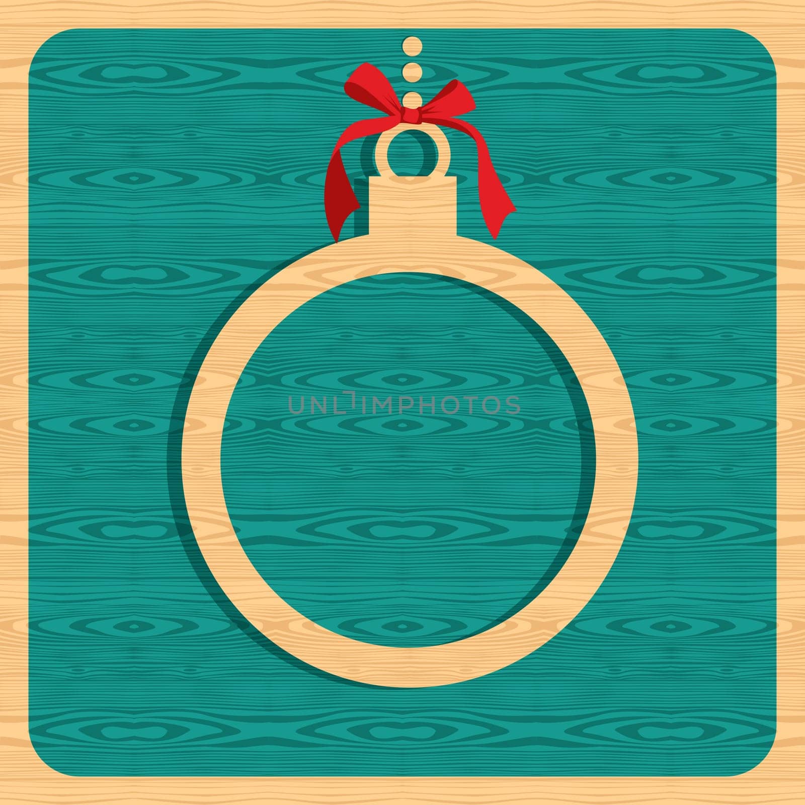Retro Christmas bauble shape over wooden background. Vector illustration layered for easy manipulation and custom coloring.