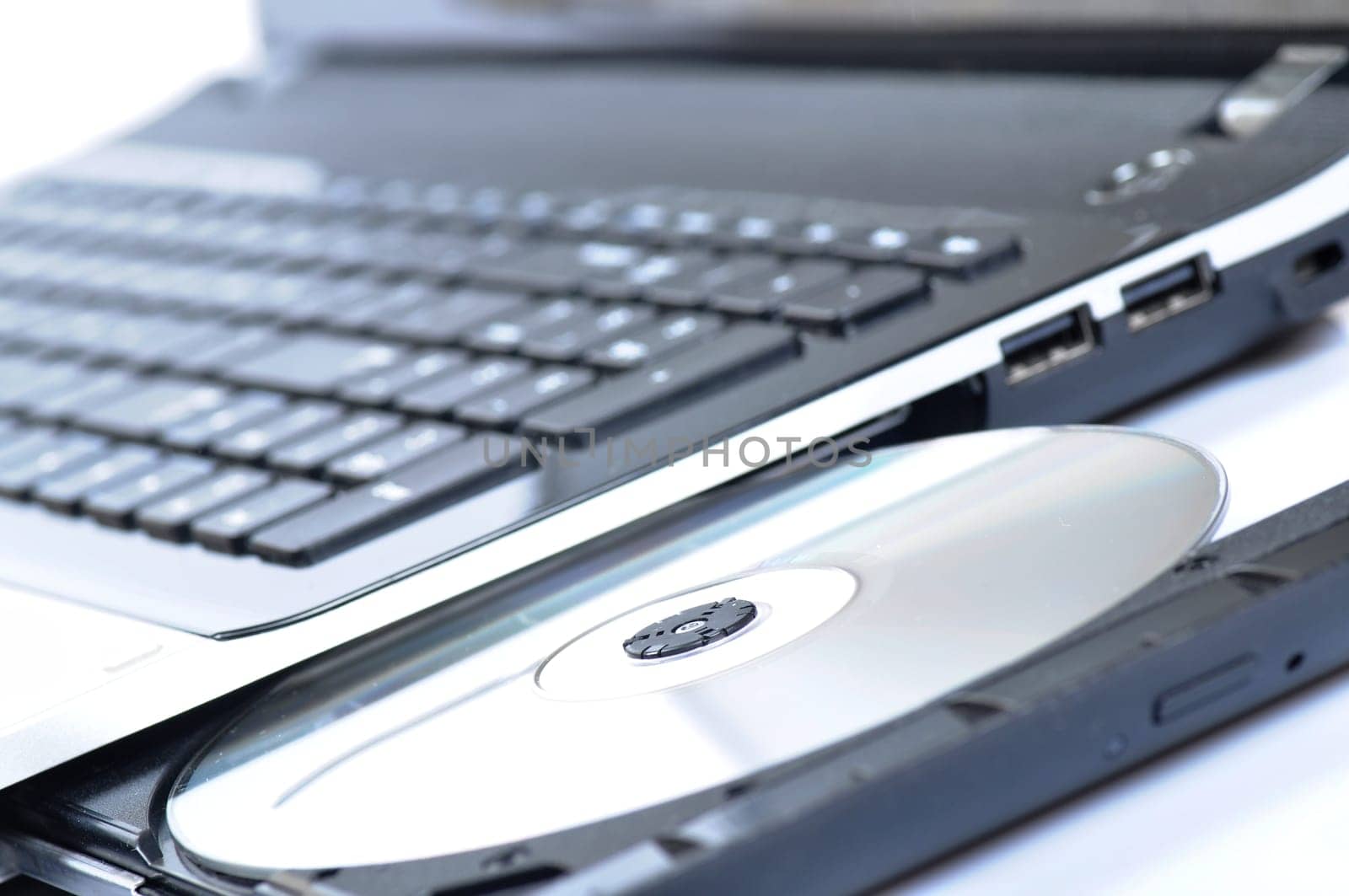 Laptop with open CD - DVD drive