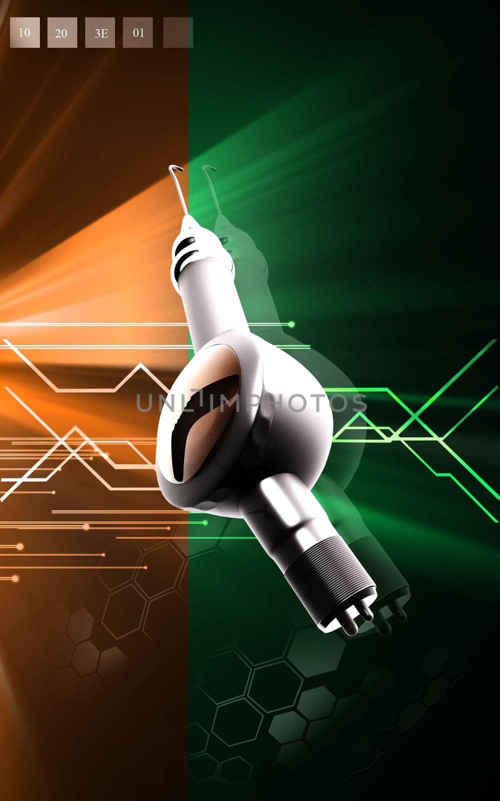 Digital illustration of Micro motor dental polisher in colour background