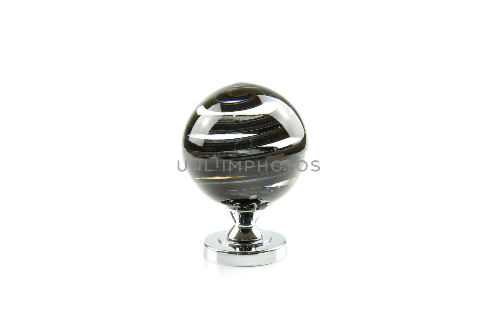 Glass door knob on white background