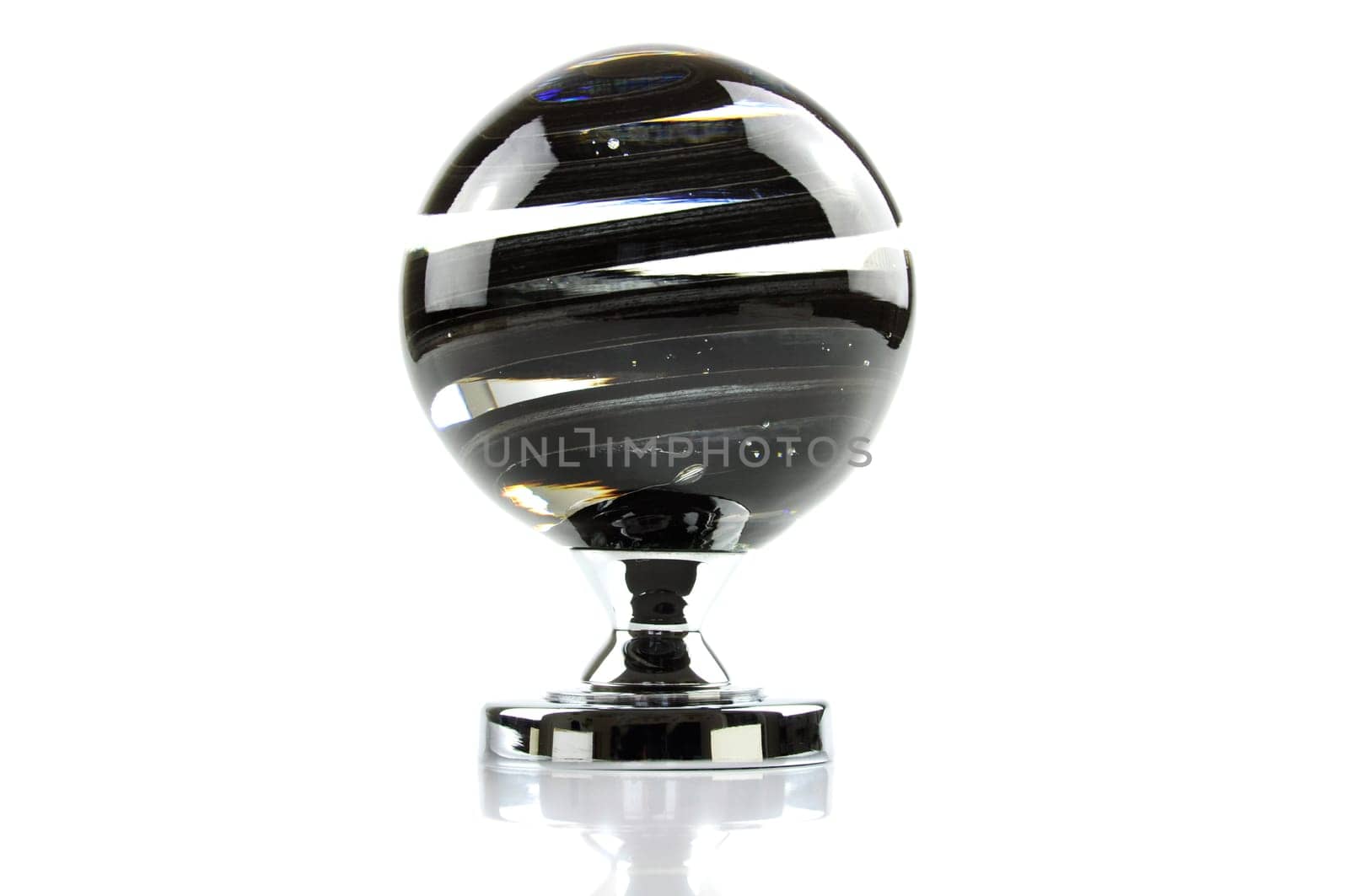 Glass door knob on white background
