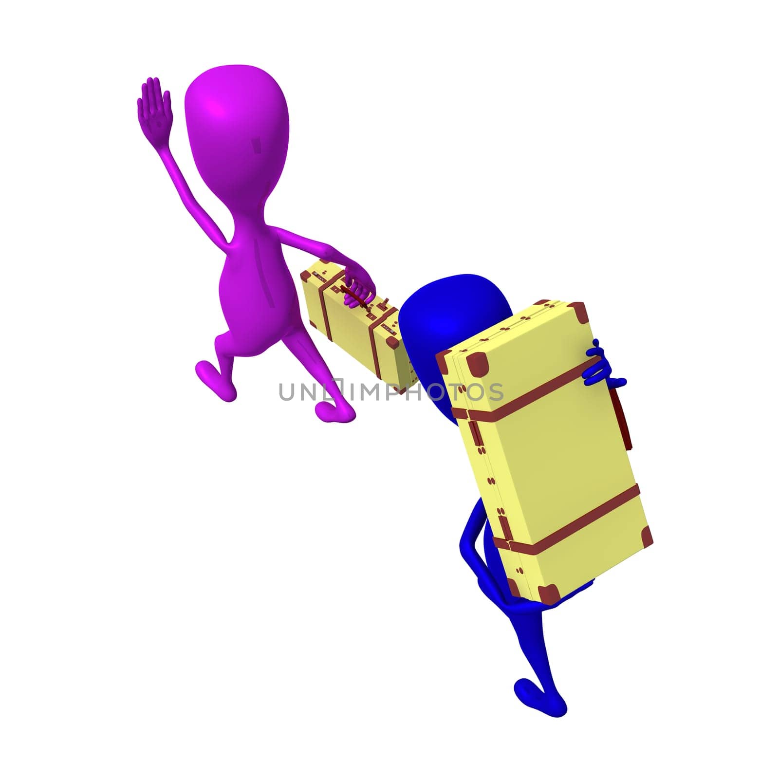 Over view puppets move to station with carriage