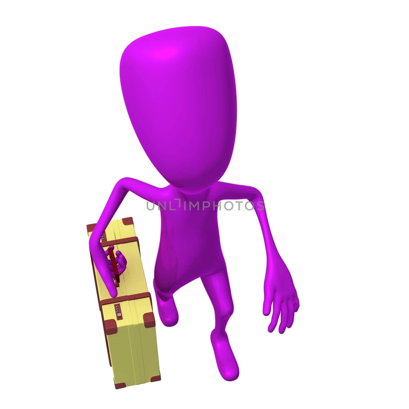 Over view puppet going on trip with case