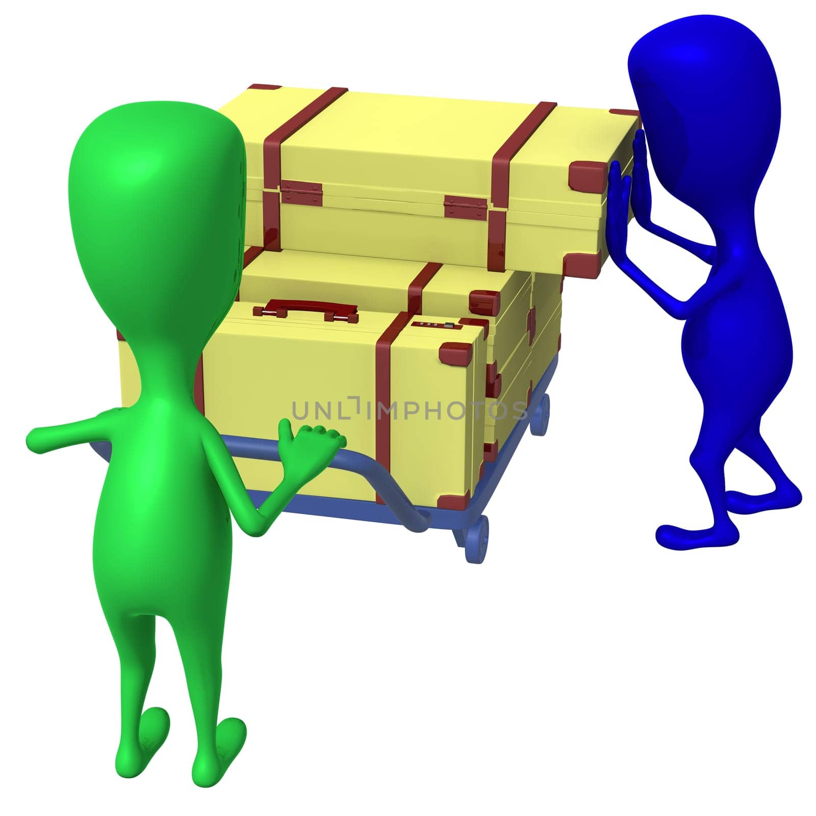 Side view blue puppet take of heavy case