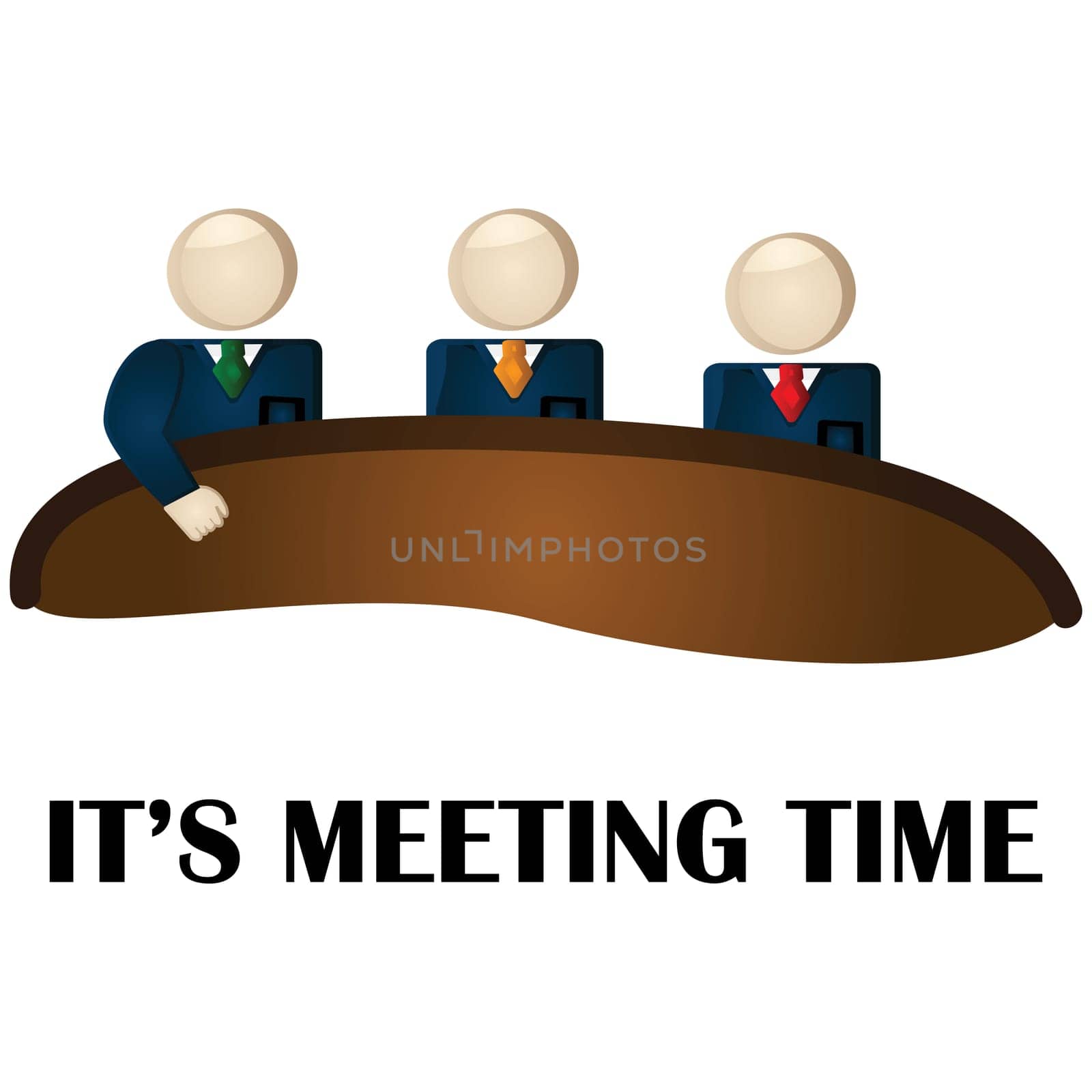 Illustration showing group of businessmen at a table ready for a meeting
