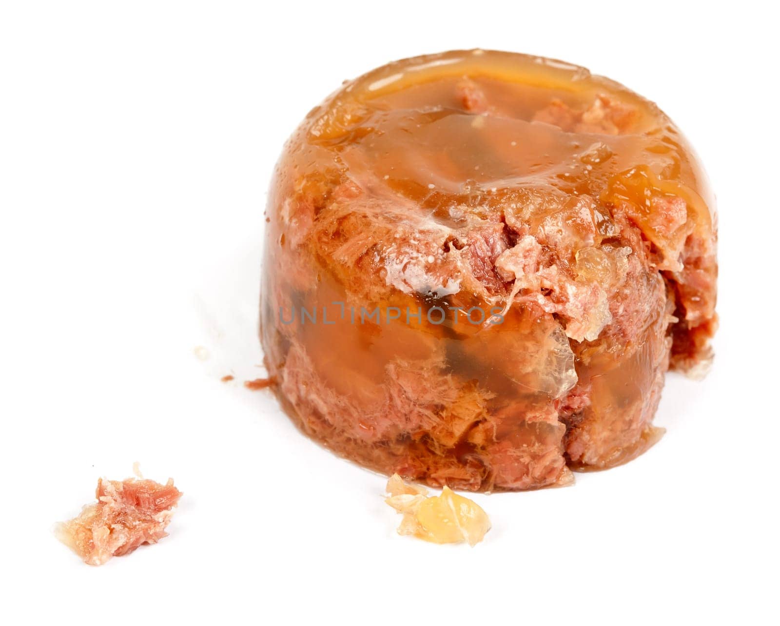 Stew in jelly isolated on a white background
