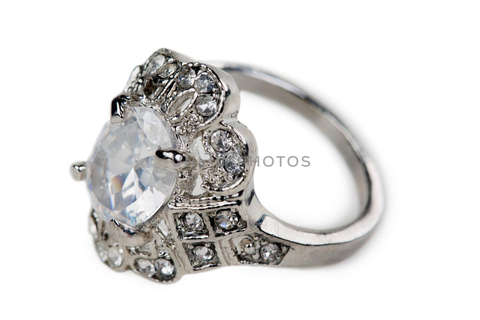 Ring with stone isolated on a white background