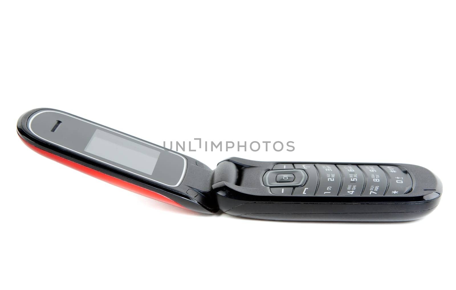 clamshell mobile phone on a white background