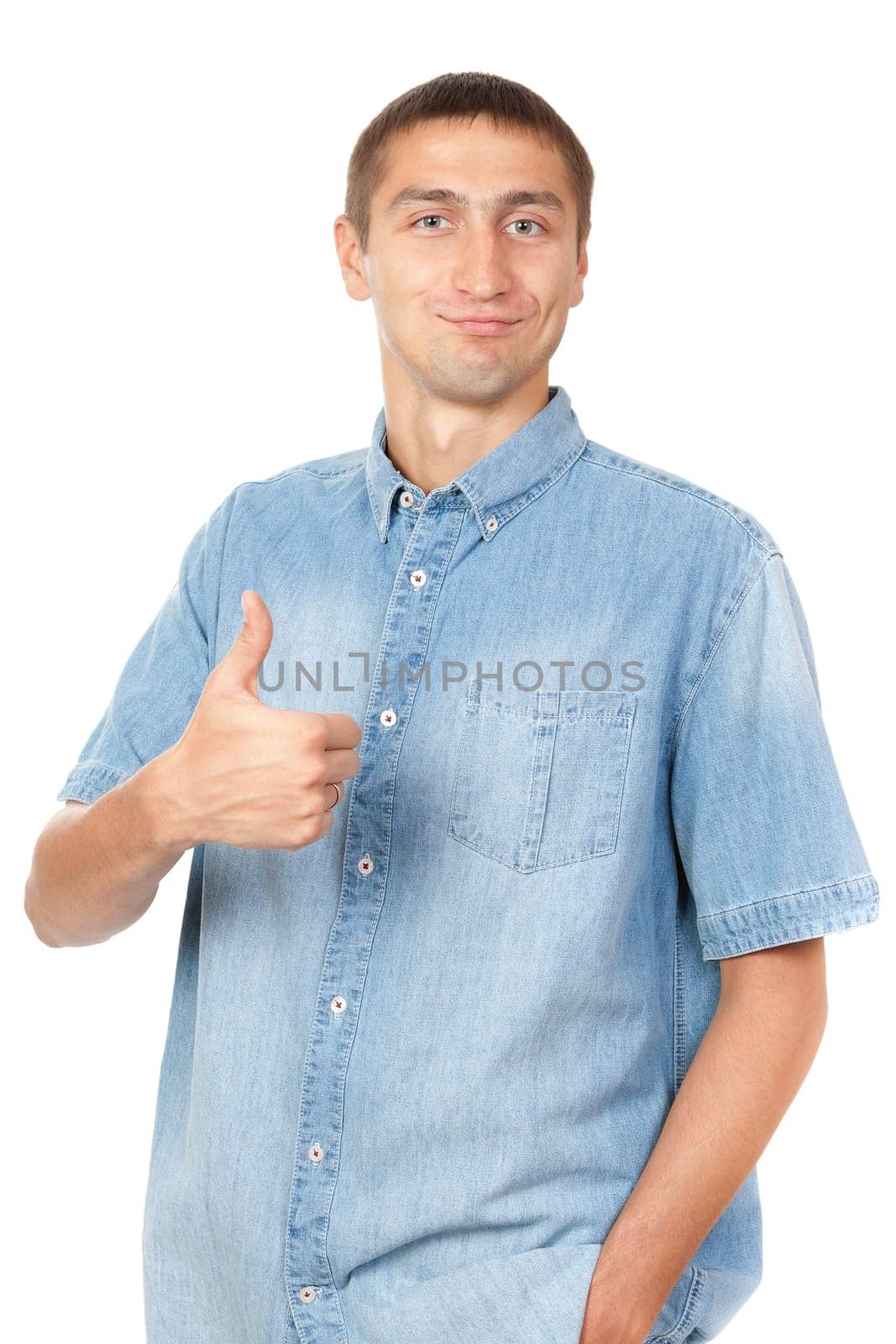 young and beautiful man making ok sign with hand